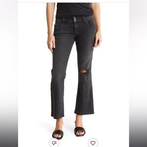 Hudson‎ Jean Collin mid rise boot crop Jean 27 black fray hem